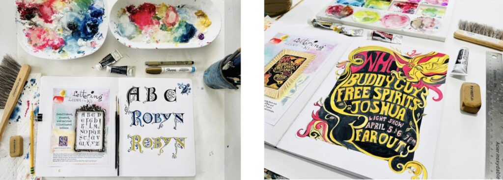 handwritten and hand painted lettering by student Robyn Skaley